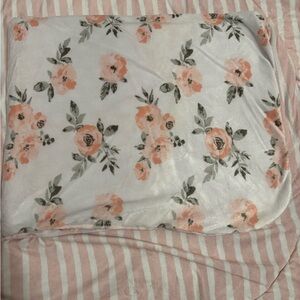 Used Floral Sherpa Fleece Baby Blanket, Colorful, Reversible